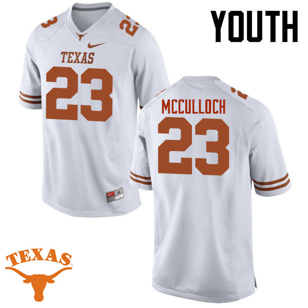 Youth #23 Jeffrey McCulloch Texas Longhorns College Football Jerseys-White